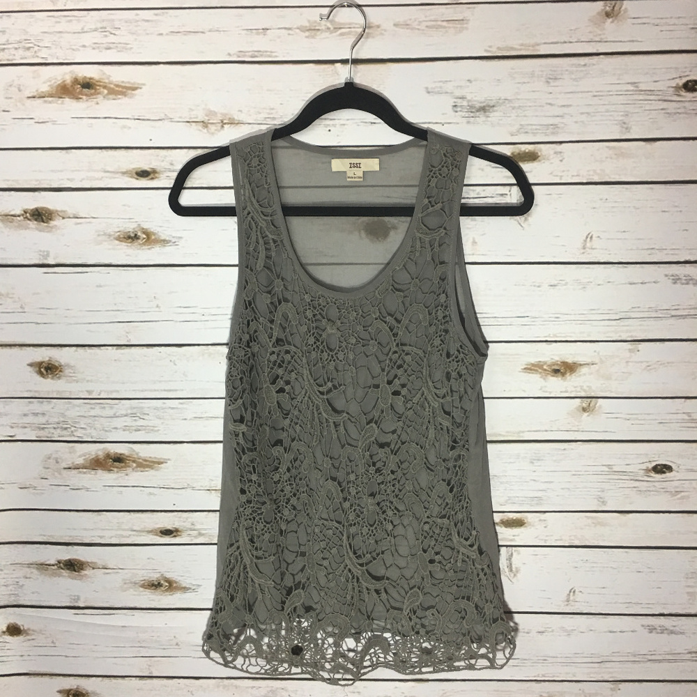 IssI Grey Crochet Tank Top Large